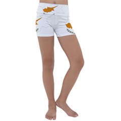 Cyprus Country Europe Flag Borders Kids  Lightweight Velour Yoga Shorts by Sapixe