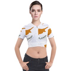 Cyprus Country Europe Flag Borders Short Sleeve Cropped Jacket by Sapixe