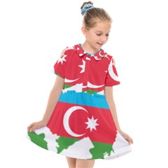 Borders Country Flag Geography Map Kids  Short Sleeve Shirt Dress by Sapixe