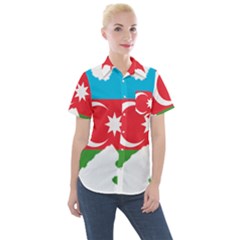 Borders Country Flag Geography Map Women s Short Sleeve Pocket Shirt