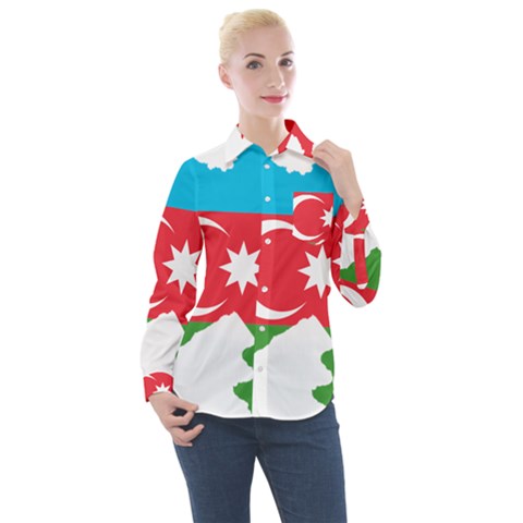 Borders Country Flag Geography Map Women s Long Sleeve Pocket Shirt by Sapixe