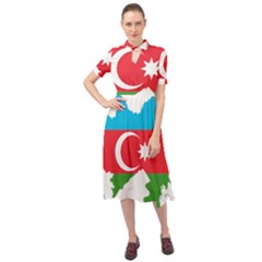 Borders Country Flag Geography Map Keyhole Neckline Chiffon Dress