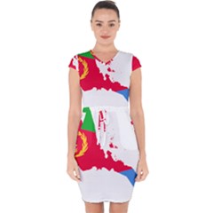 Eritrea Flag Map Geography Outline Capsleeve Drawstring Dress 