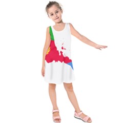 Eritrea Flag Map Geography Outline Kids  Sleeveless Dress by Sapixe