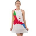 Eritrea Flag Map Geography Outline Halter Tie Back Chiffon Dress View1