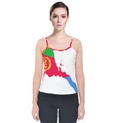 Eritrea Flag Map Geography Outline Velvet Spaghetti Strap Top by Sapixe