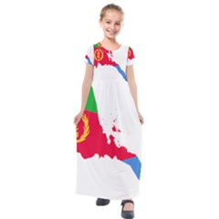 Eritrea Flag Map Geography Outline Kids  Short Sleeve Maxi Dress by Sapixe