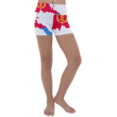 Eritrea Flag Map Geography Outline Kids  Lightweight Velour Yoga Shorts by Sapixe