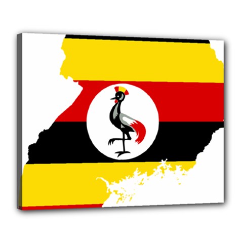 Uganda Flag Map Geography Outline Canvas 20  X 16  (stretched) by Sapixe