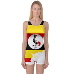 Uganda Flag Map Geography Outline One Piece Boyleg Swimsuit by Sapixe