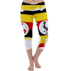 Uganda Flag Map Geography Outline Capri Yoga Leggings by Sapixe