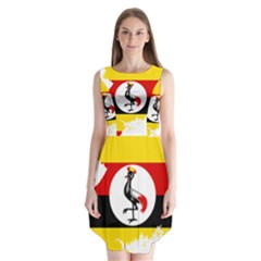 Uganda Flag Map Geography Outline Sleeveless Chiffon Dress   by Sapixe