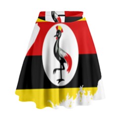 Uganda Flag Map Geography Outline High Waist Skirt by Sapixe