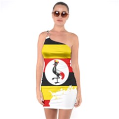 Uganda Flag Map Geography Outline One Soulder Bodycon Dress by Sapixe