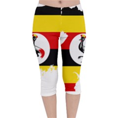 Uganda Flag Map Geography Outline Velvet Capri Leggings  by Sapixe