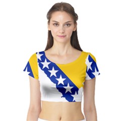 Bosnia And Herzegovina Country Short Sleeve Crop Top by Sapixe