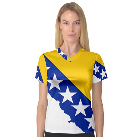 Bosnia And Herzegovina Country V-neck Sport Mesh Tee by Sapixe