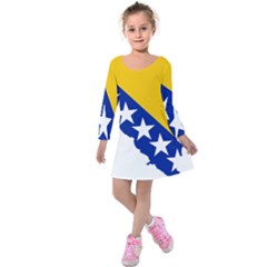 Bosnia And Herzegovina Country Kids  Long Sleeve Velvet Dress by Sapixe