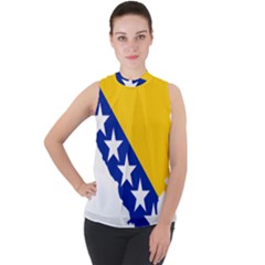 Bosnia And Herzegovina Country Mock Neck Chiffon Sleeveless Top by Sapixe