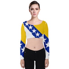 Bosnia And Herzegovina Country Velvet Long Sleeve Crop Top by Sapixe