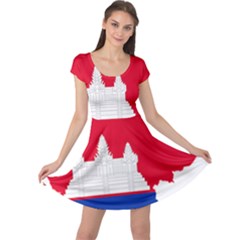 Borders Country Flag Geography Map Cap Sleeve Dress by Sapixe