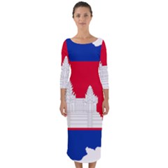 Borders Country Flag Geography Map Quarter Sleeve Midi Bodycon Dress by Sapixe