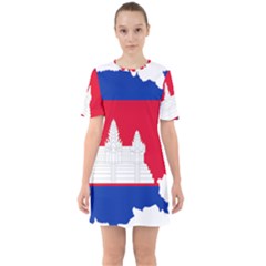 Borders Country Flag Geography Map Sixties Short Sleeve Mini Dress by Sapixe