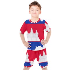 Borders Country Flag Geography Map Kids  Tee And Shorts Set by Sapixe