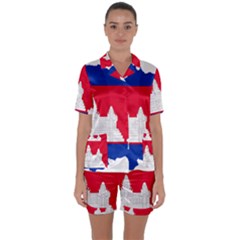 Borders Country Flag Geography Map Satin Short Sleeve Pyjamas Set by Sapixe