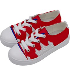 Borders Country Flag Geography Map Kids  Low Top Canvas Sneakers by Sapixe