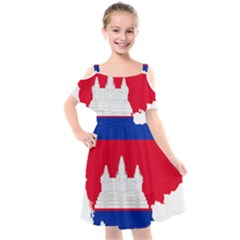 Borders Country Flag Geography Map Kids  Cut Out Shoulders Chiffon Dress by Sapixe