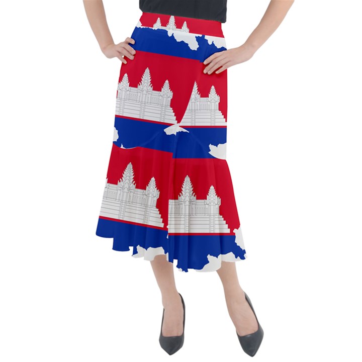 Borders Country Flag Geography Map Midi Mermaid Skirt