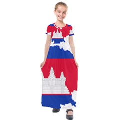 Borders Country Flag Geography Map Kids  Short Sleeve Maxi Dress by Sapixe