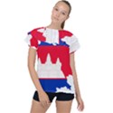 Borders Country Flag Geography Map Ruffle Collar Chiffon Blouse View1