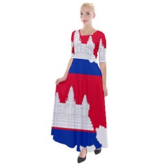 Borders Country Flag Geography Map Half Sleeves Maxi Dress