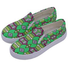 Circles And Other Shapes Pattern                           Kids  Canvas Slip Ons by LalyLauraFLM