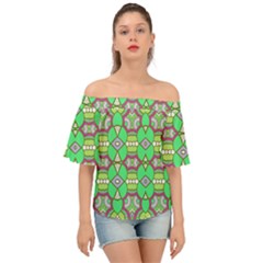 Circles And Other Shapes Pattern                           Off Shoulder Short Sleeve Top