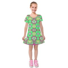 Circles And Other Shapes Pattern                                Kids  Short Sleeve Velvet Dress