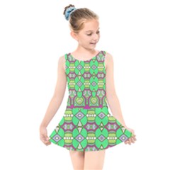 Circles And Other Shapes Pattern                           Kids  Skater Dress Swimsuit by LalyLauraFLM