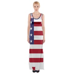 America Art Borders Cartography Thigh Split Maxi Dress by Sapixe