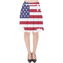 America Art Borders Cartography Velvet High Waist Skirt by Sapixe