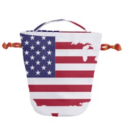 America Art Borders Cartography Drawstring Bucket Bag by Sapixe