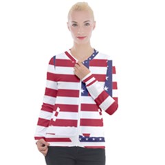 America Art Borders Cartography Casual Zip Up Jacket