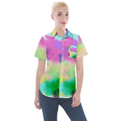 Watercolors Spots                            Women s Short Sleeve Pocket Shirt