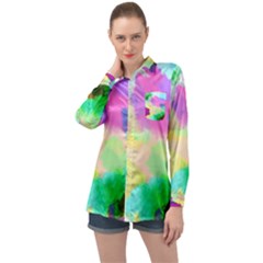 Watercolors Spots                             Long Sleeve Satin Shirt