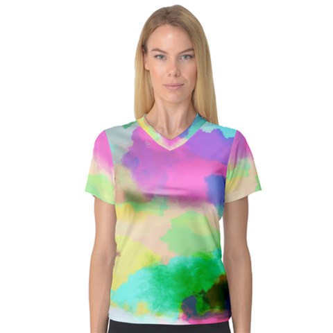 Watercolors Spots                              V-neck Sport Mesh Tee by LalyLauraFLM