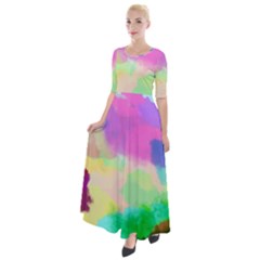 Watercolors Spots                                Half Sleeves Maxi Dress