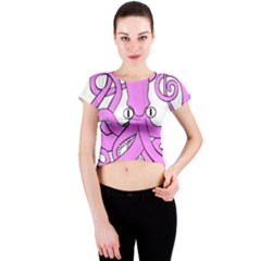 Squid Octopus Animal Crew Neck Crop Top by Bajindul