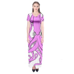 Squid Octopus Animal Short Sleeve Maxi Dress by Bajindul