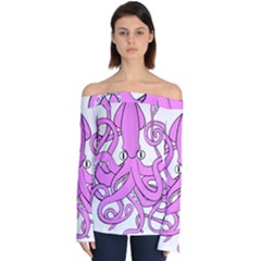 Squid Octopus Animal Off Shoulder Long Sleeve Top by Bajindul